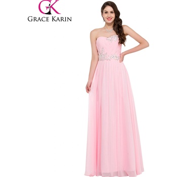 Grace Karin luxusní plesové šaty dlouhé CL6107-2 růžová