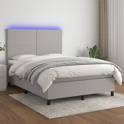 vidaXL 11461.3134717 Boxspring postel s matrací a LED světle šedá textil
