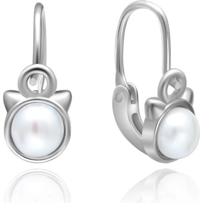 Olivie stříbrné perlové náušničky KOČKA 5181