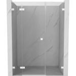 Mexen Lunar L ляви отваряеми душ врати 140 см, прозрачни, бели - 834SL-140-050-20-00-L (834SL-140-050-20-00-L)