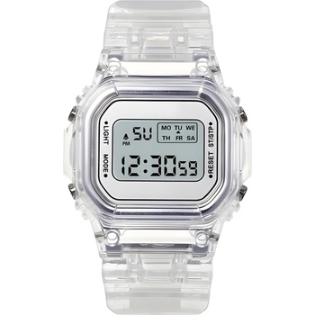 HARAHU Цифров Часовник Прозрачен - Бял kp21644 (tr-21644)