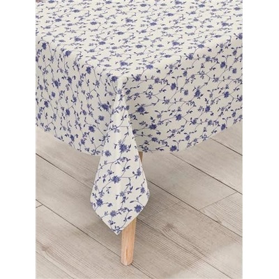 Obrus PVC 014A, metráž, 20 m x 140 cm, kvety so stonkami modré, IMPOL TRADE