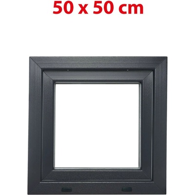 OKNA HNED Plastové okno (50 × 50 cm) otevíravě-sklopné pravé antracit/bílá pro vedlejší prostory Aplast 60