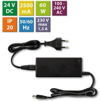 zdroj napájecí pro LED pásky 24V DC 60W (2,5A) ML-732.066.11.1 plast.