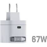 Hikvision Зарядно устройство HikVision GaN Fast Charger 2C 67W, USB-C retractable cable & USB C Port, Universal Compatibility (phones, tab (HS-HUB-GAN67)