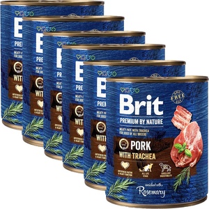 Brit Консерва Brit premium by Nature Свинско и Трахея 6 x 800 г