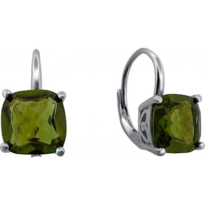Vltavín Moldavite stříbrné náušnice s vltavíny 2000328130005