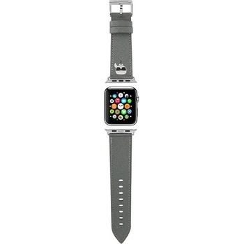 Karl Lagerfeld Karl Lagerfeld KLAWMOKHG Saffiano Karl Heads каишка за Apple Watch 4/5/6/7/SE 40/41mm, сребрист (KLD778SLV)