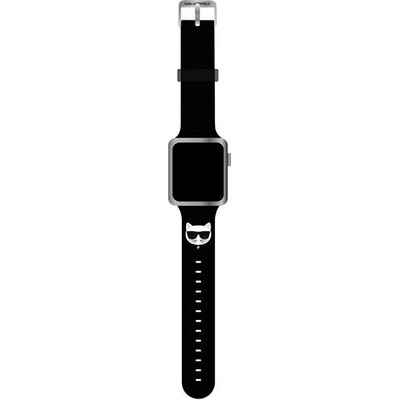 Karl Lagerfeld Karl Lagerfeld KLAWLSLCK Silicone Choupette Heads каишка за Apple Watch 4/5/6/7/SE 44/45mm, черен (KLD806BLK)