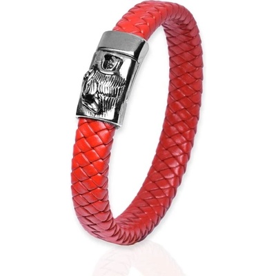 Impress Jewelry pánský splétaný kožený náramek Šakal Červený 2304201100441969SR