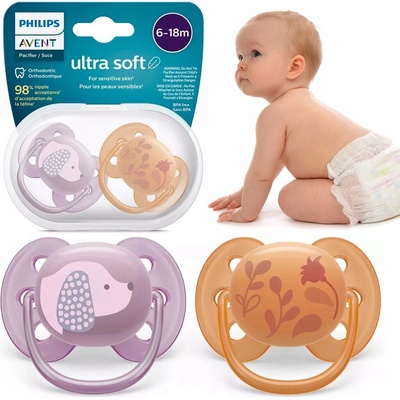 Avent Philips šidítko Ultrasoft Premium Zvířátko 2 ks ružová/oranžová