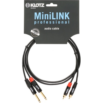 KLOTZ Кабел 2х чинча - 2х 6.3 моно жака 1.5м професионален Klotz MiniLink Pro KT-CJ150 с позлатени контакти