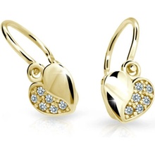 Danfil detské náušnice srdiečka zo žltého zlata diamant brizura C2160