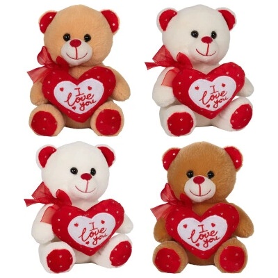 Valentýský medvěd se srdíčkem I love you béžový 15 cm