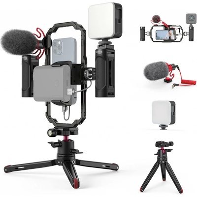 Pouzdro Profesionální Instagram Video Kit od Smallrig - set klec, madla, mikrofon, světlo a stativ pro mobil - na véšku i na šířku – Zboží Živě