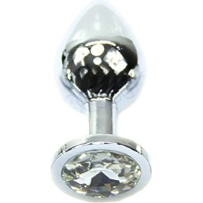 Sensual Метално дилдо Butt Plug "SILVER CRYSTAL CLEAR" 9 см
