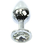 Sensual Метално дилдо Butt Plug "SILVER CRYSTAL CLEAR" 9 см