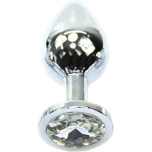 Sensual Метално дилдо Butt Plug "SILVER CRYSTAL CLEAR" 9 см