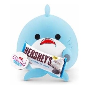 ZURU Snackles, Series 2, Shark (Hershey, Cookie n Cream), a cuddly soft, soothing plush toy measuring 35 cm with licensed snacks (Shark). - 77573H
