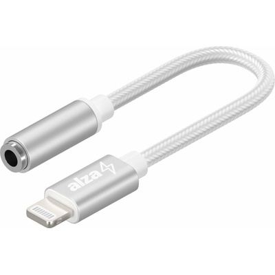 AlzaPower APW-ADMFI3J01S Lightning Mfi (M) to 3.5mm Jack (F) 0,1m stříbrný
