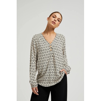 Moodo Риза с принт и декоративни копчета Moodo Moodo | Bezhov | ЖЕНИ | 36