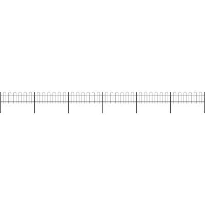 OMAXI Zahradní plot s obloukem nahoře ocelový 1005 x 60 cm černý 710648