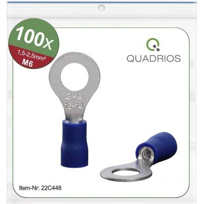 Quadrios 22C448 guľaté káblové oko Prierez=2.5 mm² Ø otvoru=6.5 mm čiastočne izolované modrá 1 sada