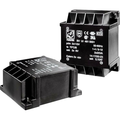 Hahn BV UI 481 0002 transformátor do DPS 2 x 115 V 2 x 9 V/AC 40.0 VA