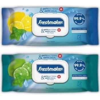 Freshmaker Antibakteriálne vlhčené utierky citrón/mentol s uzatvárateľným klipom 72 ks