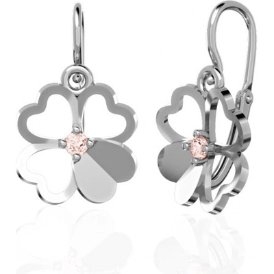Couple, Dětské náušničky Clover, bílé zlato a barevné zirkony, 585-66-3-0684.1B00.0.00.008.14
