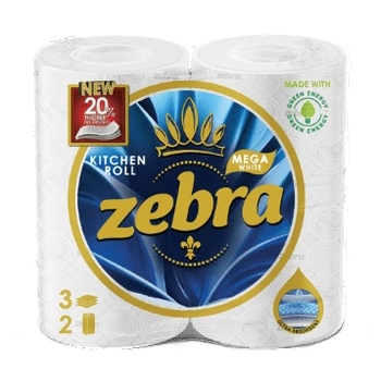 Zebra White Mega Кухненско руло 3пласта, 2броя (z-83828)