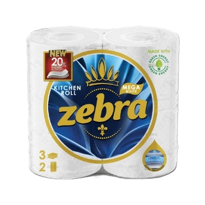 Zebra White Mega Кухненско руло 3пласта, 2броя (z-83828)
