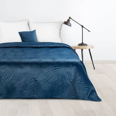 Takoy DESIGN 91 Přehoz na postel LUIZ sametový prošívaný se vzorem palmových listů-HF-405334 170 x 210 cm