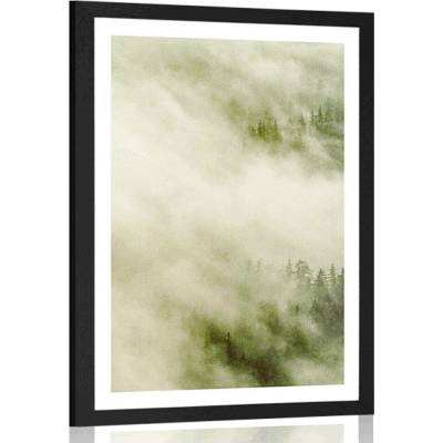 Plakát s paspartou mlhavý les - 30x45 white