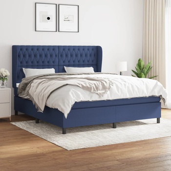 vidaXL Боксспринг легло с матрак, синьо, 180x200 см, плат (3128227)