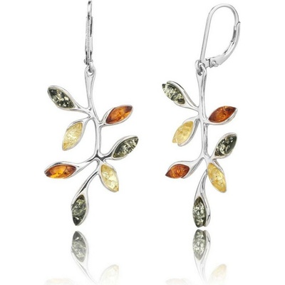 Jan Kos jewellery Stříbrné náušnice s jantarem MHT-5790/SA00