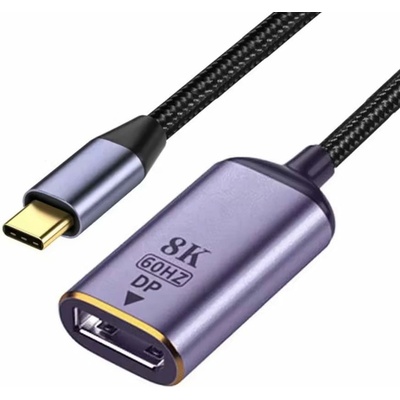 DeTech Преходник DeTech, USB C(м) към DP(м), 8K, 60Hz, сив (DF17840)