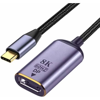 DeTech Преходник DeTech, USB C(м) към DP(м), 8K, 60Hz, сив (DF17840)