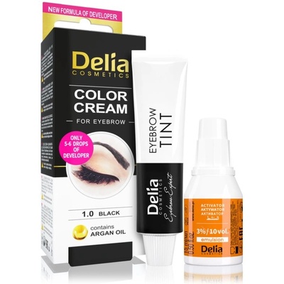 Delia Cosmetics Argan Oil farba na obočie 1.0 Black 15 ml