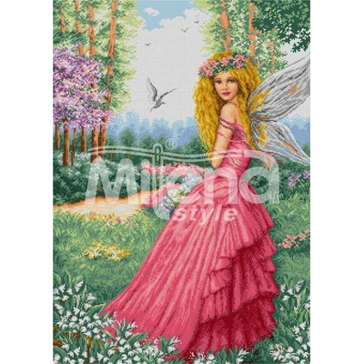 Milena Style Пролетна фея - гоблен със схема конци dmc 1: 1