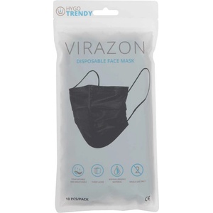 ČERVA EXPORT IMPORT a. s Hygotrendy virazon / Трислойна маска за еднократна употреба с ластици (10 броя/опаковка) - черна (0708001460999p10)