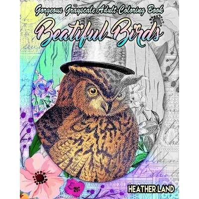 Beautiful Birds: Grayscale Vintage Adult Coloring Book | Heather Land