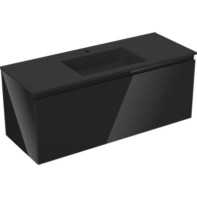 Orio шкаф за баня 120 см с мивка Otis, 1 чекмедже, черен гланц/черен мат (91A10-12047-1-BF70-W18M71)