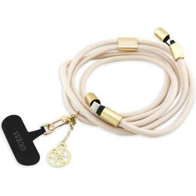 Guess Кабел за данни / зареждане - Guess (GUCCUCNY4GDE) CBDY 4G Charm - USB-C към USB-C, Fast Charge, регулируема каишка, защитна капачка, 1.5m - Бежов