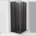 Mexen Velar Duo плъзгаща се душ кабина 90 x 90 см, графит, четкана мед - 871-090-090-42-65 (871-090-090-42-65)