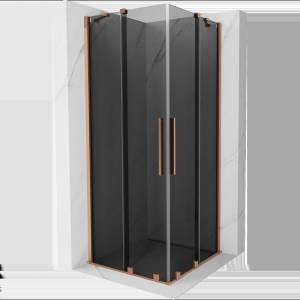 Mexen Velar Duo плъзгаща се душ кабина 90 x 90 см, графит, четкана мед - 871-090-090-42-65 (871-090-090-42-65)