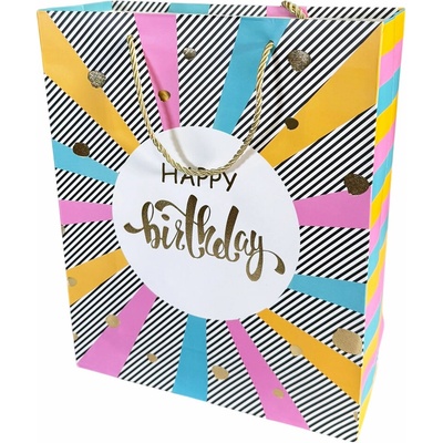 Darčeková taška veľká Happy Birthday s trblietkami Typ: 3