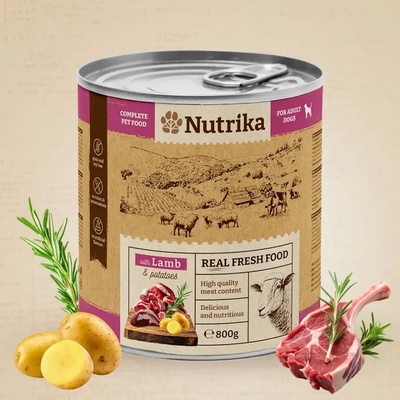 Nutrika Dog food with Lamb & Potatoes - пълноценна храна за израснали кучета с агнешко и картофи 800gr