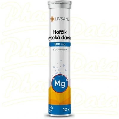 Livsane Hořčík vysoká dávka 500 mg 12 šumivé tablety