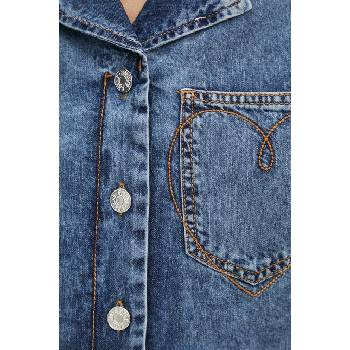 Moschino Jeans Дънкова риза Moschino Jeans дамска в синьо със свободна кройка с класическа яка 0202.8224 (0202.8224)